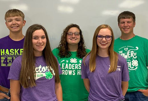 Five youth standing, Haskell 4-H ambassadors