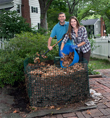 Couple at compost bin