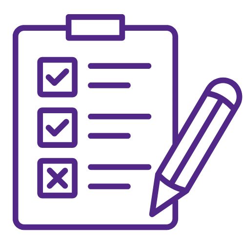 Purple clipboard with a completed assessment.