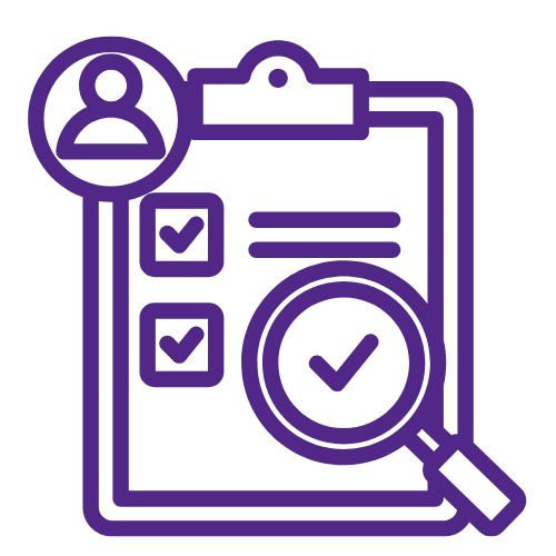 Purple clipboard holding a job application.