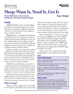 sleep want it need it get it fact sheet