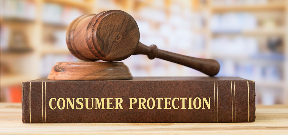 image of gavel on top of book titled consumer protection