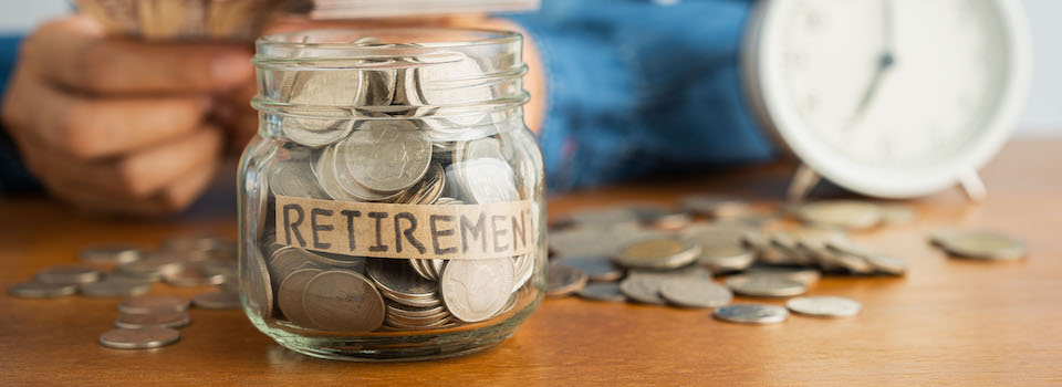 A jar of coins saved for retirement. 