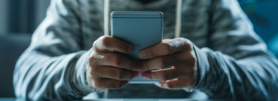 Scammer using a phone.