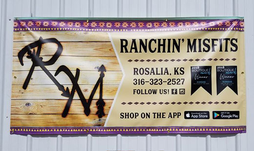 Sign on side of building, Ranchin' Misfits of Rosalia, Kansas