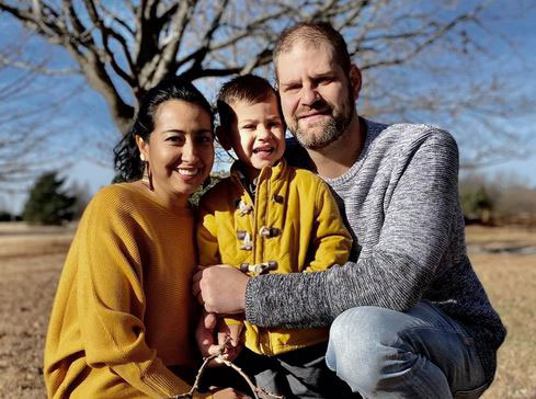 Three people posing for camera, Karina Shue, Xavi Shue, Isaac Shue