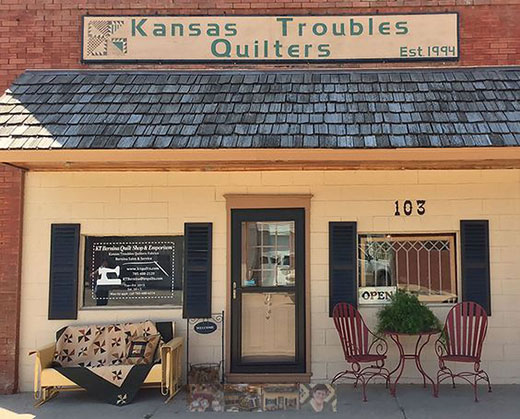 Storefront, Kansas Troubles Quilt Shop in Bennington