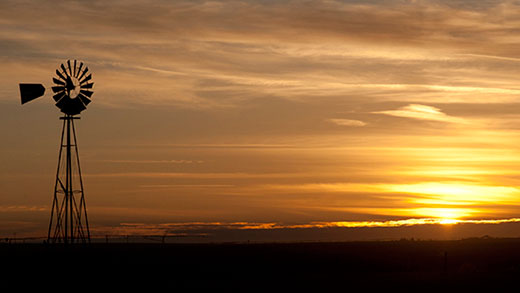 Windmill and Kansas Sunset