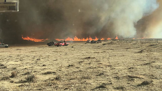 Wildfire with smoke, beaver county oklahoma