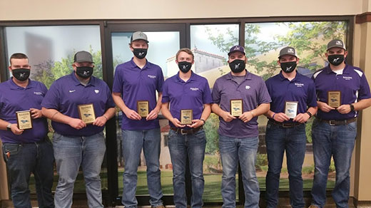 2021 K-State Crops Team members, standing with awards