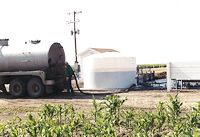 Hauling in swine wastewater for study